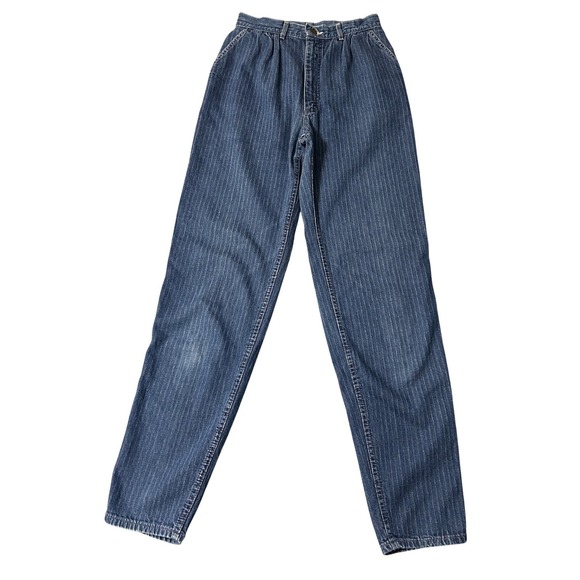 Lee Denim - Vintage 90s Lee Pinstripe High Waist Jeans Womens 9 Tapered Leg‎ USA Made 26x31